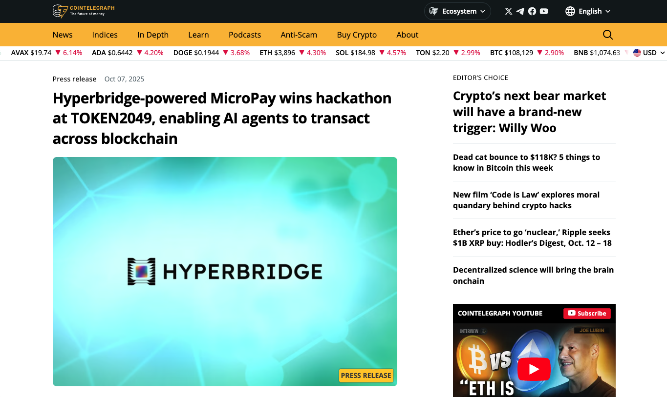 CoinTelegraph article preview